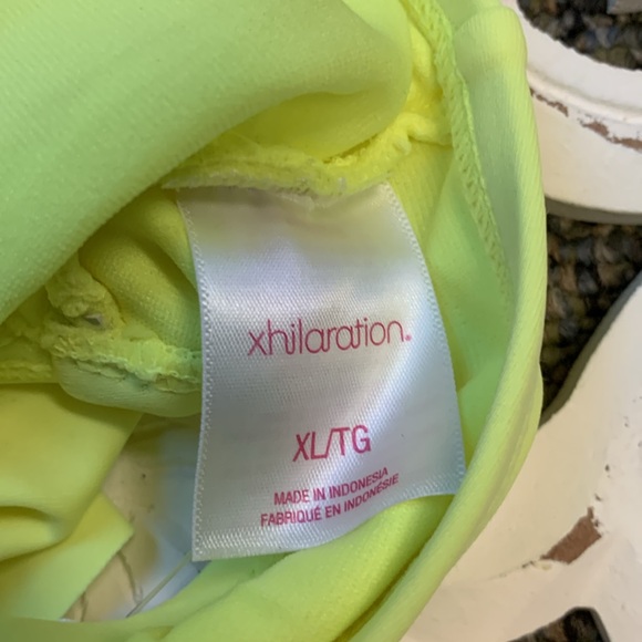 Xhilaration Neon Yellow Ruffle Tie Back Halter Bikini Top NWT Size XL - Picture 5 of 8
